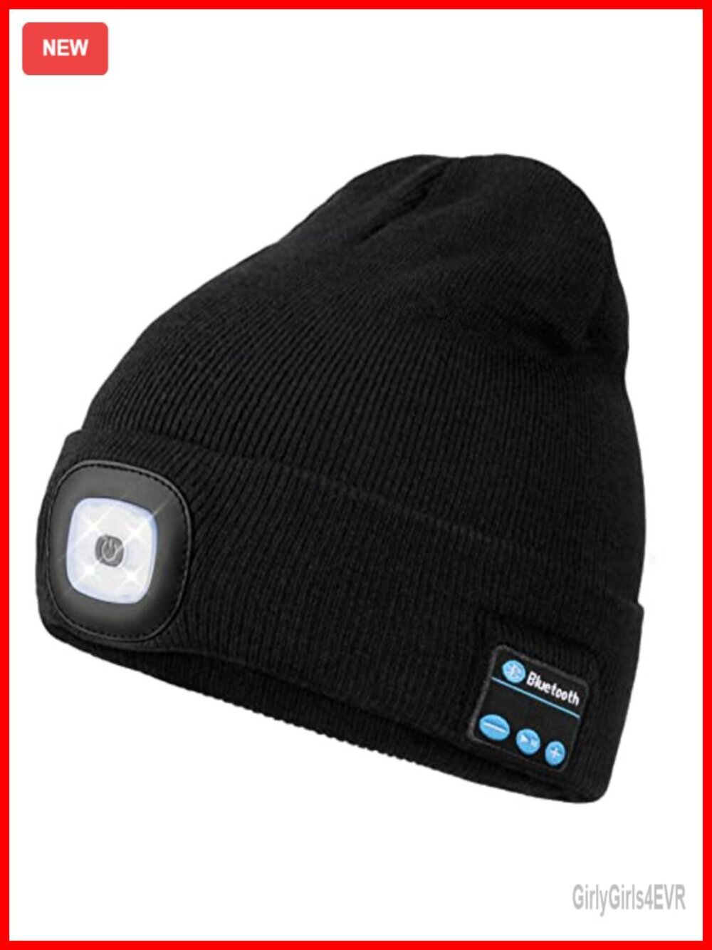 Bluetooth Beanie with LED Light, USB Rechargeable Acrylic Winter Hat,
